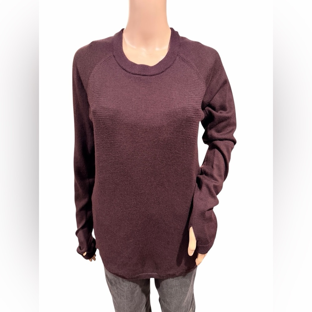 Lululemon Sit in Lotus Sweater Purple Long Sleeve Merino Wool Crewneck Size 10